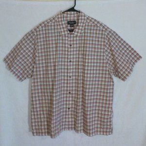 Eddie Bauer Relaxed Fit Button Up Short Sleeve Men's Shirt, Plaid, Size XL